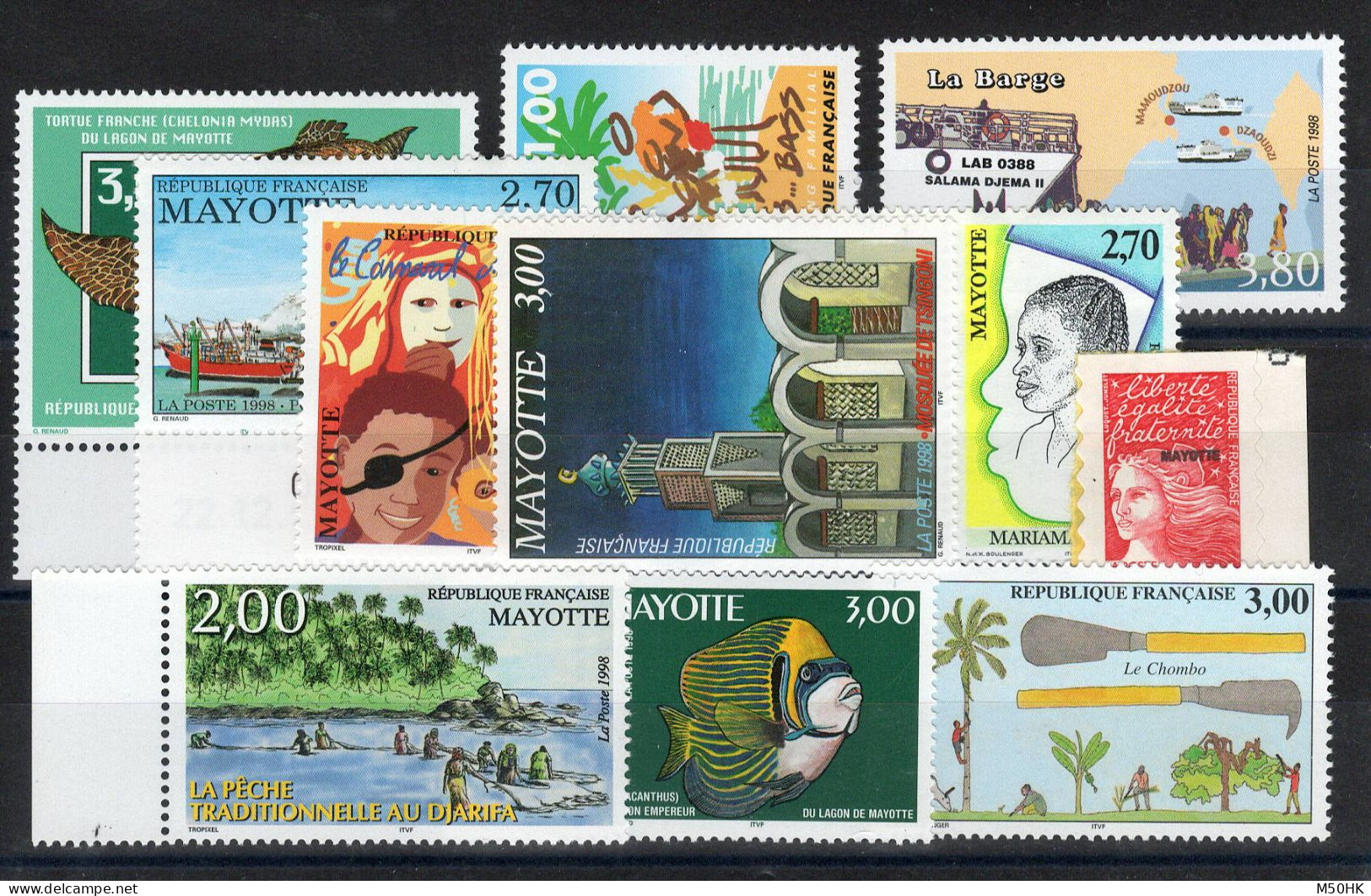 Mayotte - Année 1998 N** MNH Luxe Complète , YV 52 à 61A , 11 Timbres , Cote 22,40 Euros - Neufs