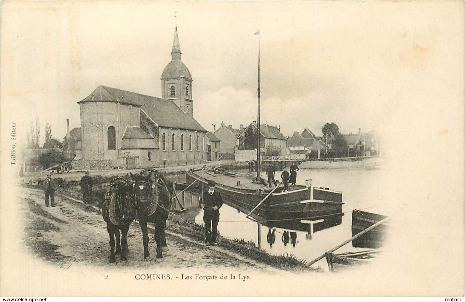 COMINES - Les Forçats De La Lys, Péniche Tirée Par Des Chevaux. - Hausboote