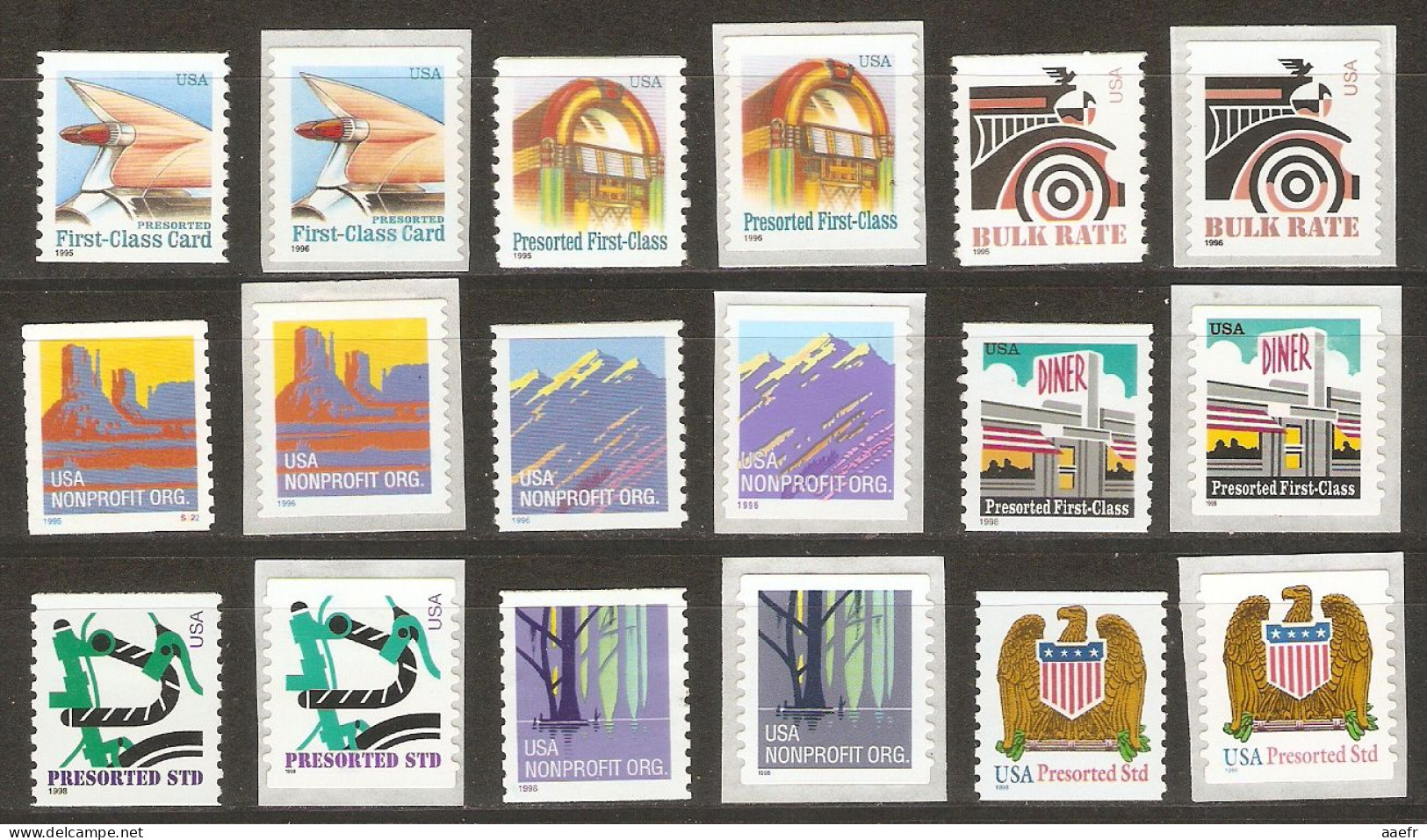 Etats-Unis - USA - 1995/2004 - Petit Lot De 18 Presorted First Class - Presorted STD - Bulk Rate - Nonprofit Org. - MNH - Voorafgestempeld