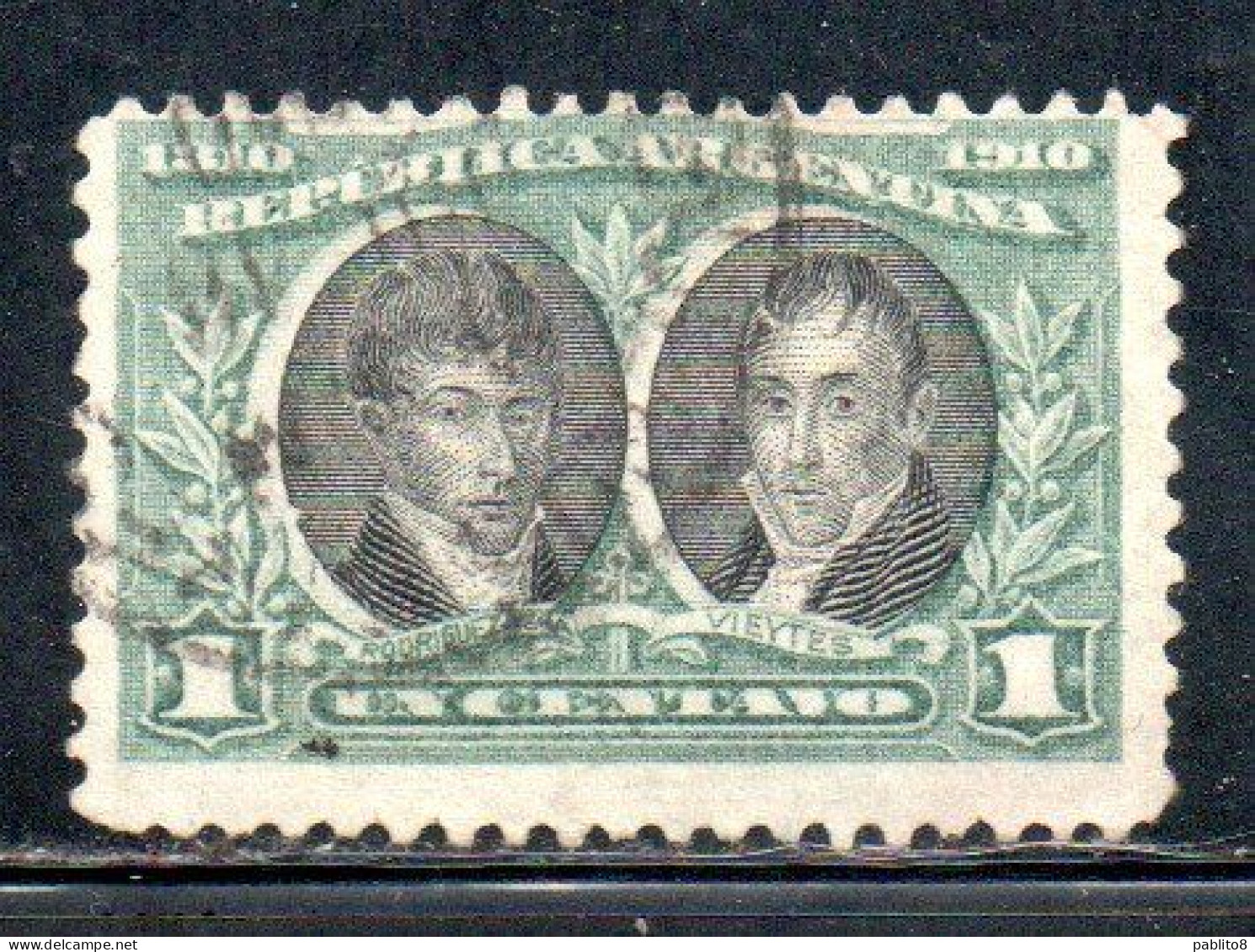 ARGENTINA 1910  NICOLAS RODRIGUEZ PENA AND HIPOLITO VIEYTES 1c USED USADO OBLITERE' - Used Stamps