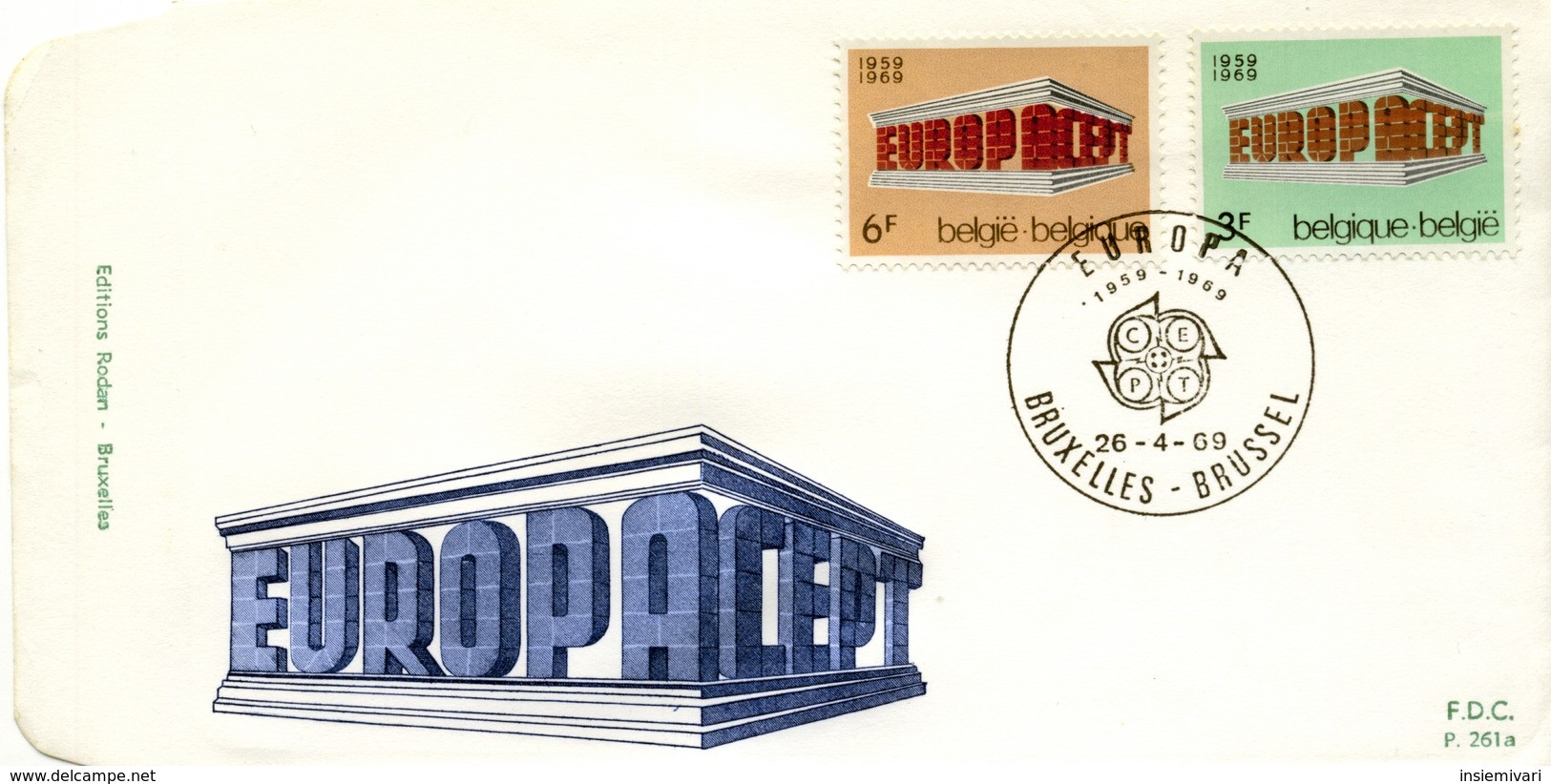 1969 - BELGIO - EUROPA - BUSTA FDC.+3 - 1961-1970