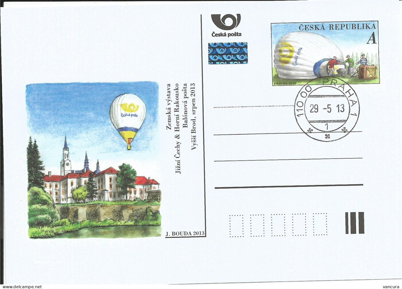 CDV 158 Czech Republic Baloon Post Of The Philatelic Exhibition Of South Bohemia And Upper Austria 2013 - Mongolfiere