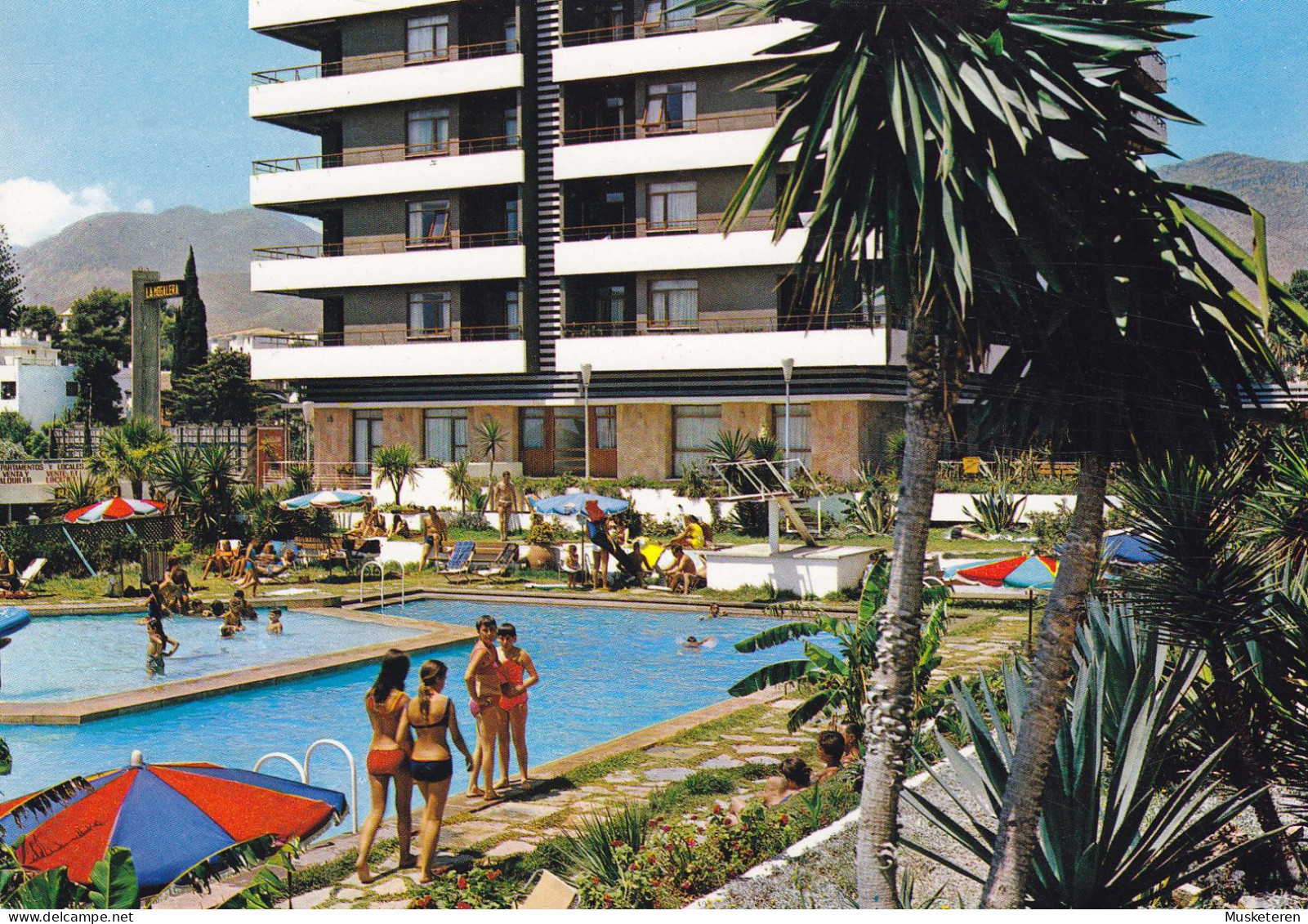 Spain PPC Torremolinos (Costa Del Sol) HOTEL La Nogalera Swimmingpool Schwimmbad (2 Scans) - Málaga