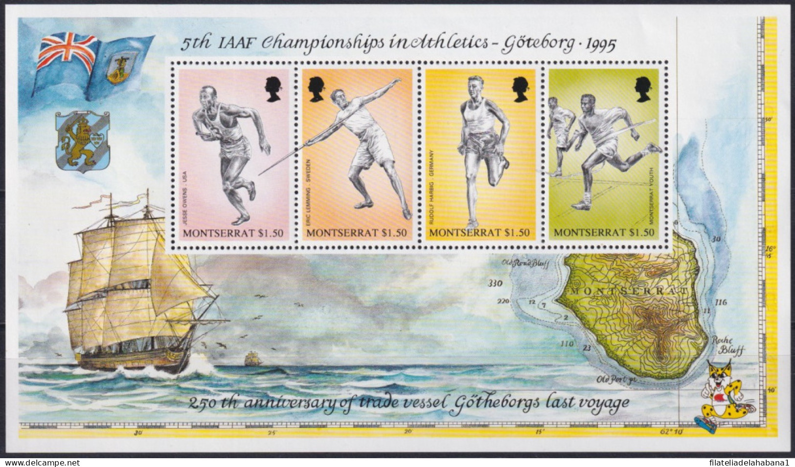 F-EX39801 MONTSERRAT MNH 5º IAAF CHAMPIONSHIP ATHLETISM GOTHEBORG SHIP VOYAGE.  - Athletics