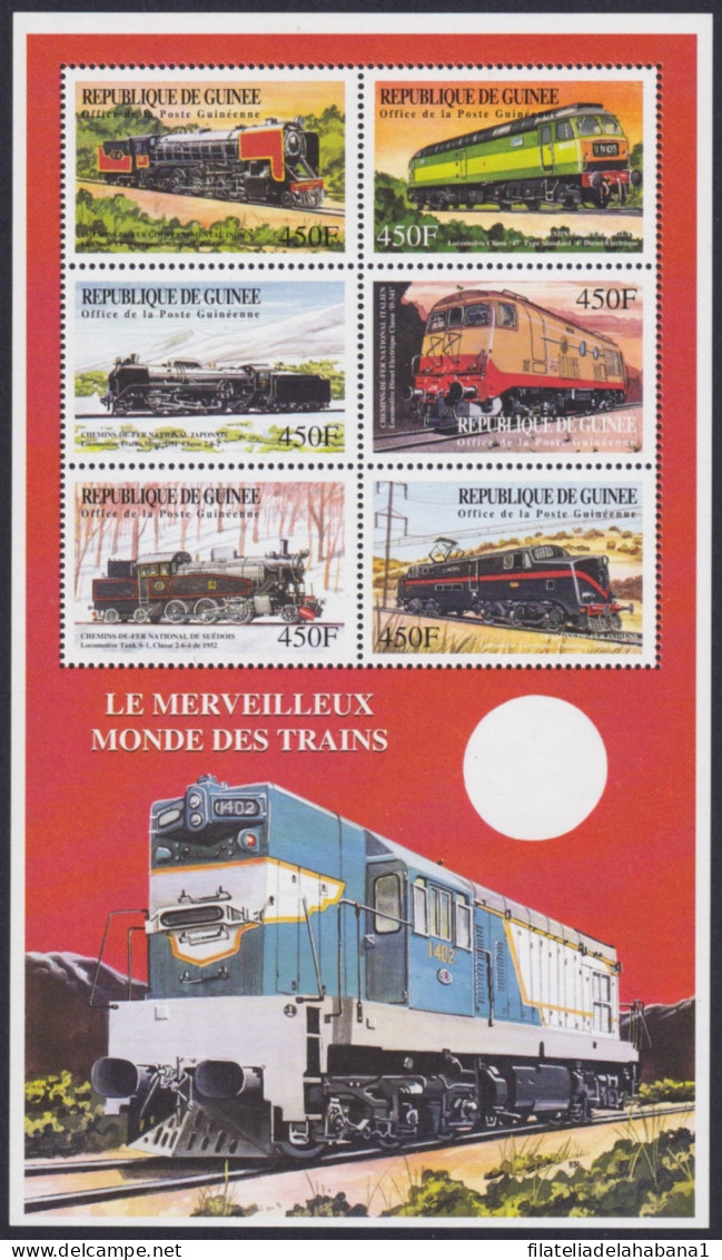 F-EX46656 GUINEA GUINEE MNH 1999 RAILROAD FERROCARRIL RAILWAYS TRAIN LOCOMOTIVE.  - Treni