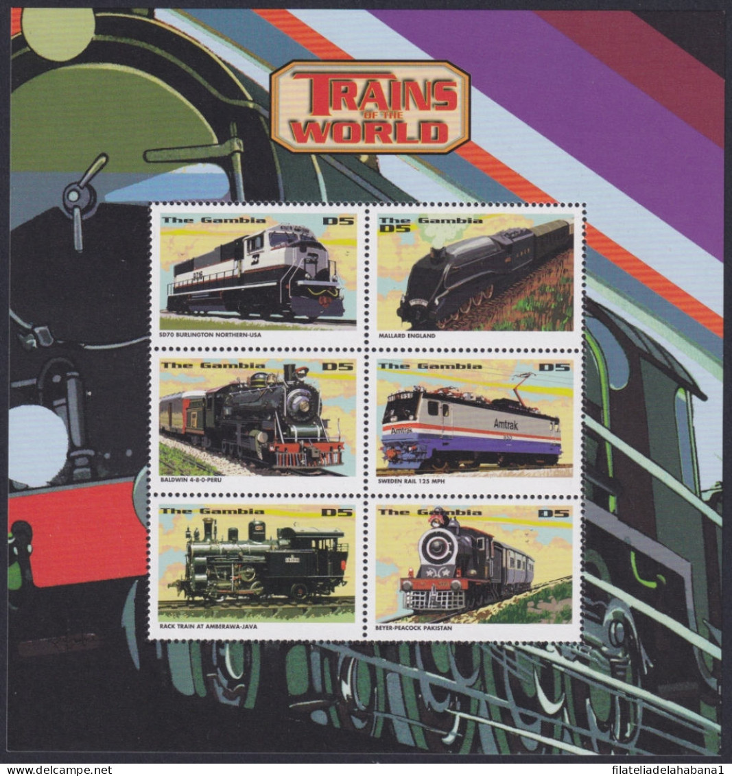 F-EX46657 GAMBIA MNH 1999 RAILROAD FERROCARRIL RAILWAYS TRAIN LOCOMOTIVE.  - Treni