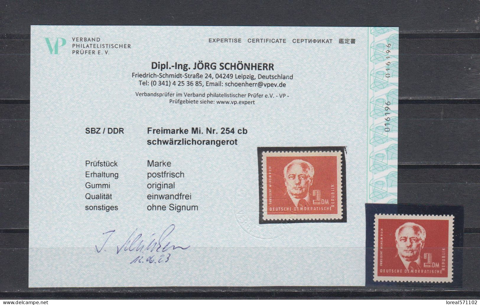 DDR 1950  Mich.Nr.254 Cb ** Geprüft Durch EXPERTISE Schönherr VP - Neufs