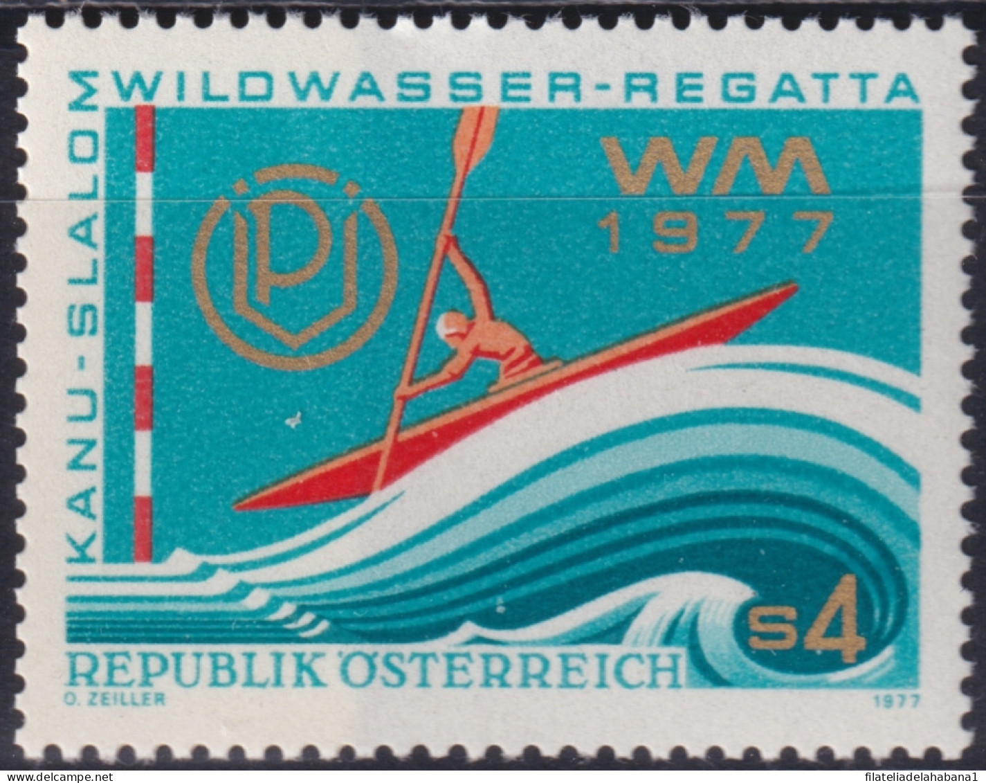 F-EX48271 AUSTRIA MNH 1977 WATER SPORT REGATTA SHIP CANOE.  - Aviron