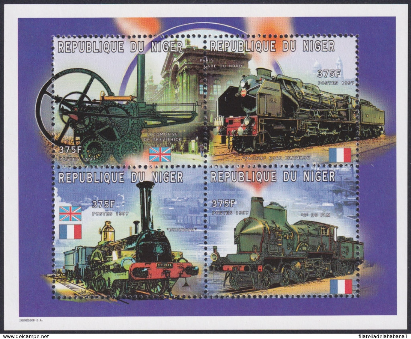 F-EX48305 NIGER MNH 1997 RAILROAD FERROCARRIL RAILWAYS TRAIN LOCOMOTIVE.  - Treni