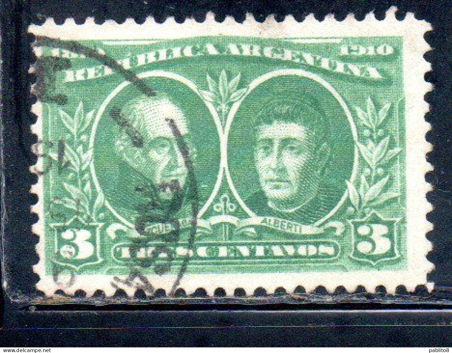 ARGENTINA 1910  MIGUEL DE AZCUENAGA AND FATHER MANUEL M. ALBERTI 3c USED USADO OBLITERE' - Used Stamps