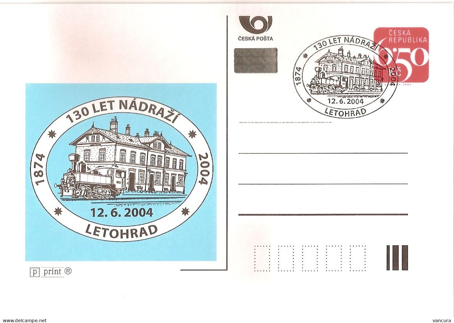 CDV B 476 Czech Republic Letohrad Railway Station Anniversary 2004 NOTICE POOR SCAN, BUT THE CARD IS FINE! - Trenes