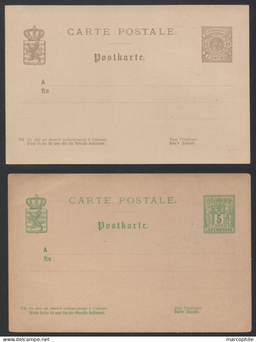LUXEMBOURG / 1880-1885 - 2 ENTIERS POSTAUX - CARTES POSTALES  (ref 8863) - Stamped Stationery