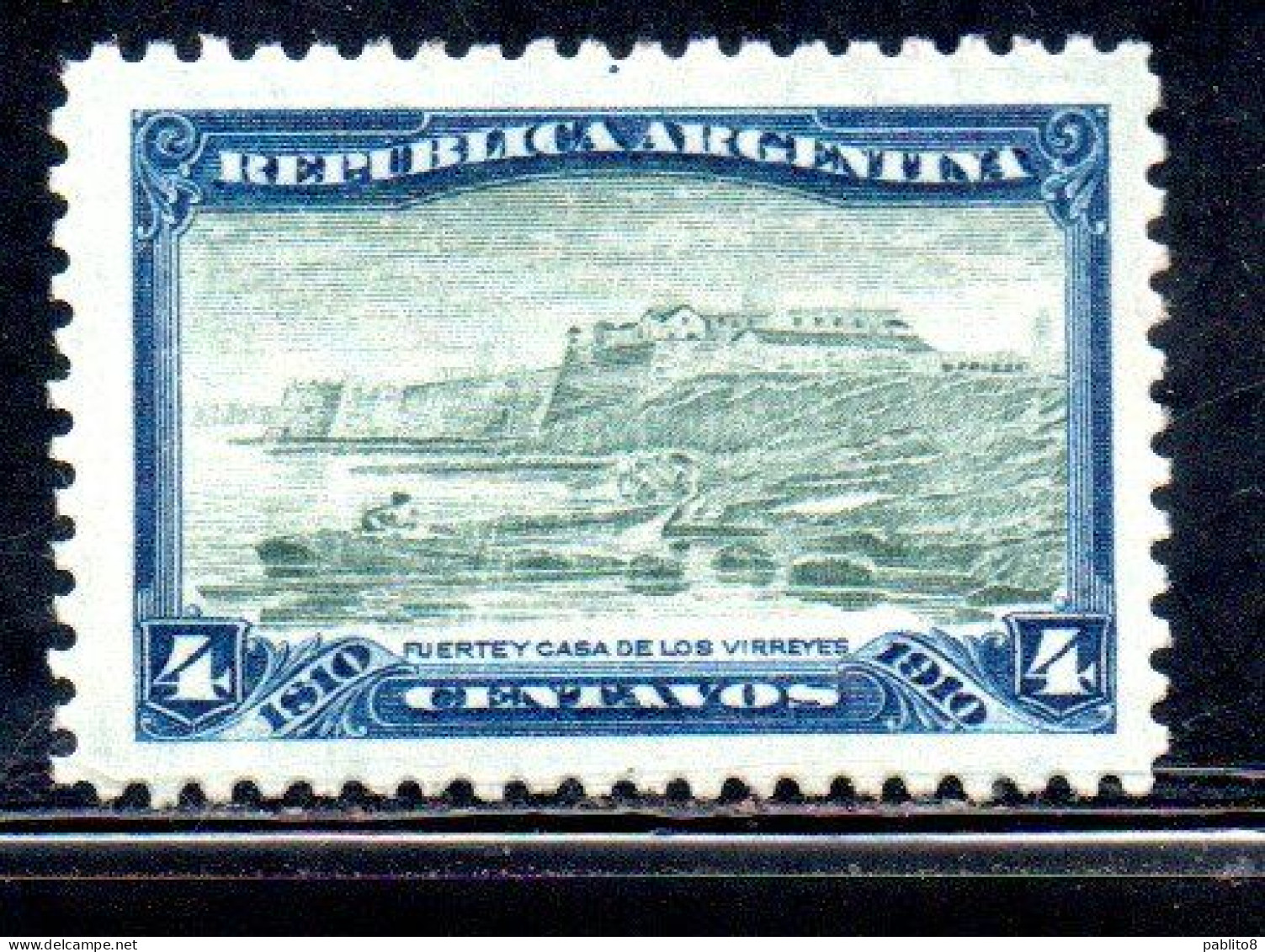 ARGENTINA 1910 VICEROY'S HOUSE AND FORT BUENOS AIRES 4c MH - Unused Stamps