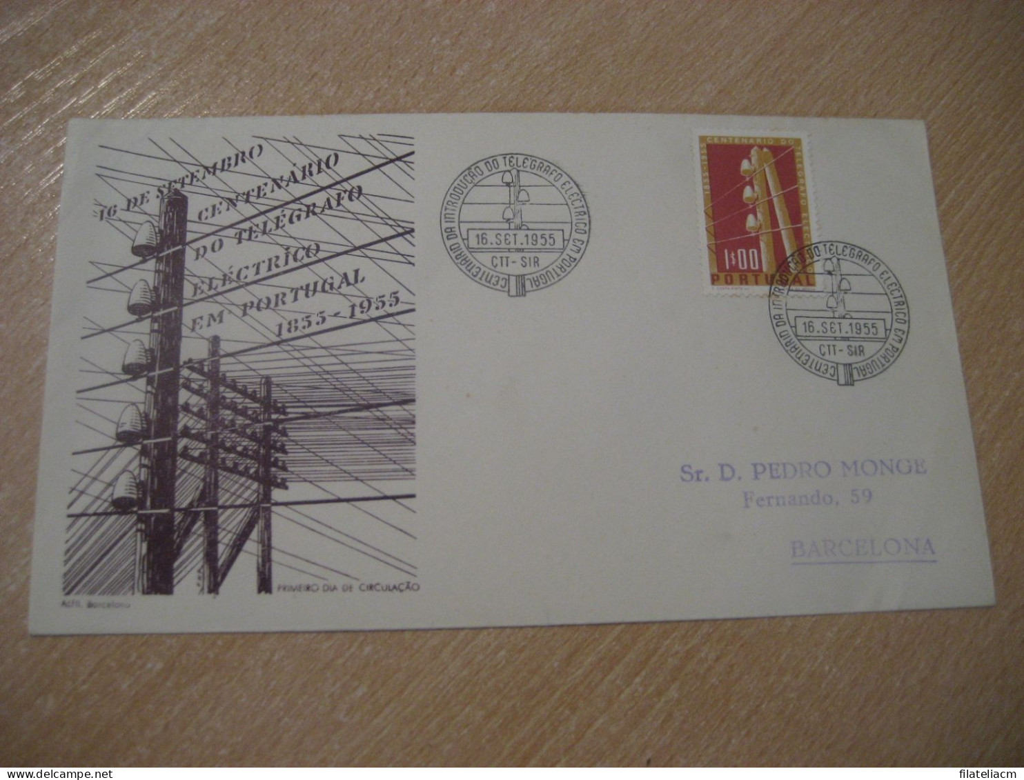 CTT SIR 1955 Telegrafo Electrico Electric Telegraph Physics Telephone Radio Cancel Cover PORTUGAL - Physique