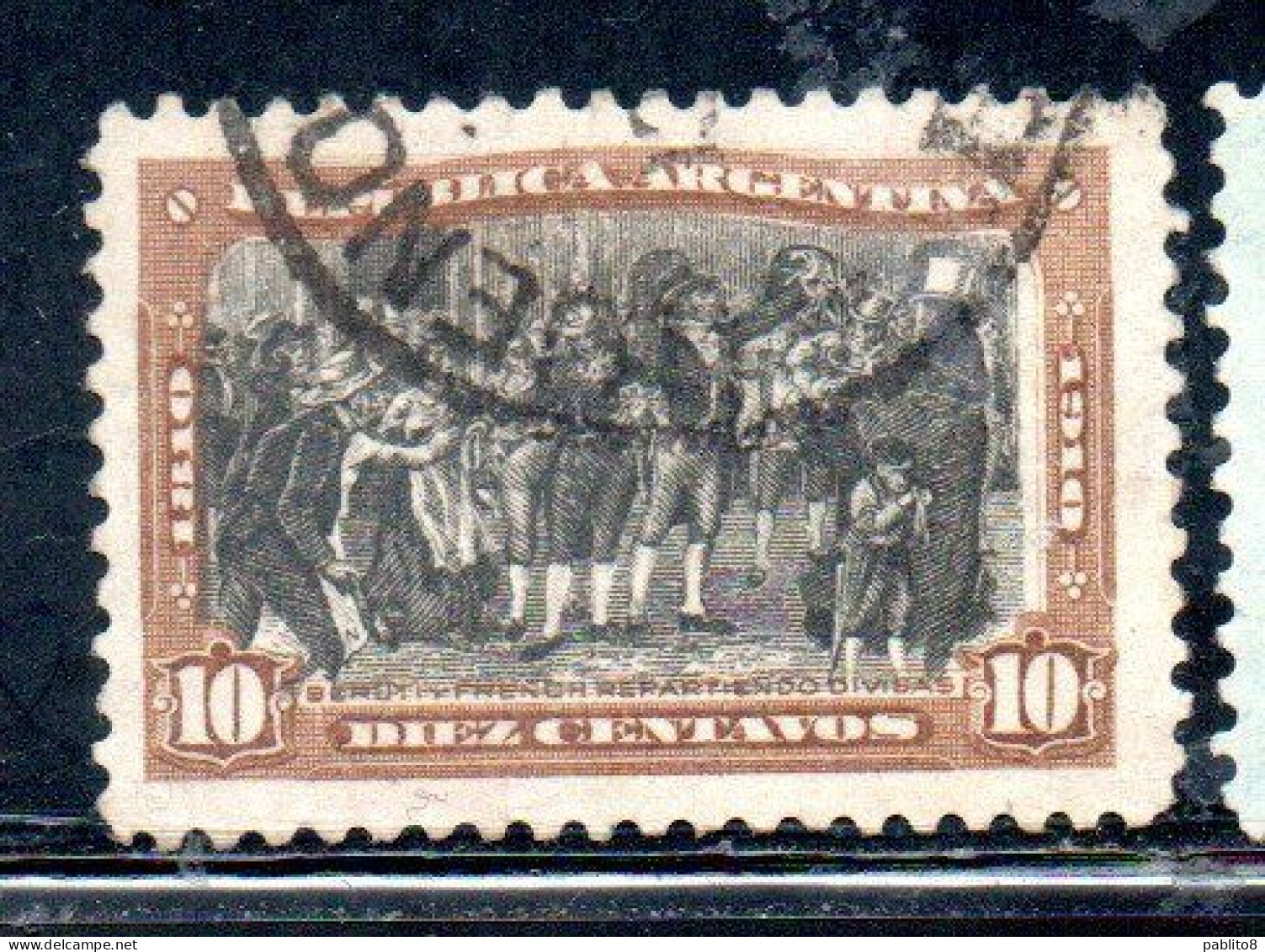 ARGENTINA 1910 ANTONIO LUIS BERUTI AND FRENCH DISTRIBUTING BADGES 10c USED USADO OBLITERE' - Used Stamps