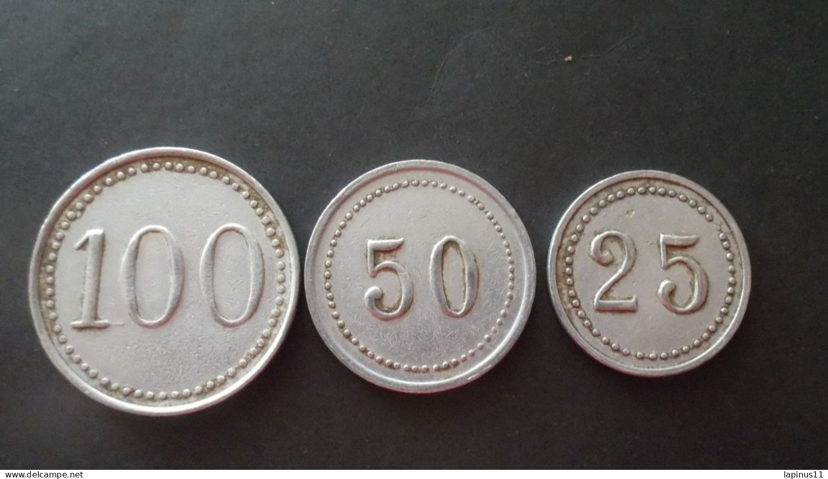 TOKEN CHIPS JETON FISH لبنان LEBANON 100 - 50 - 25 PLATES VINTAGE CASINO Private ALUMINUM METAL RARE - Burdeles