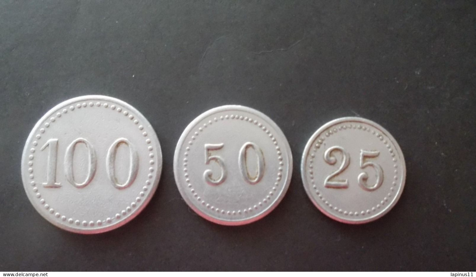 TOKEN CHIPS JETON FISH لبنان LEBANON 100 - 50 - 25 PLATES VINTAGE CASINO Private ALUMINUM METAL RARE - Burdeles