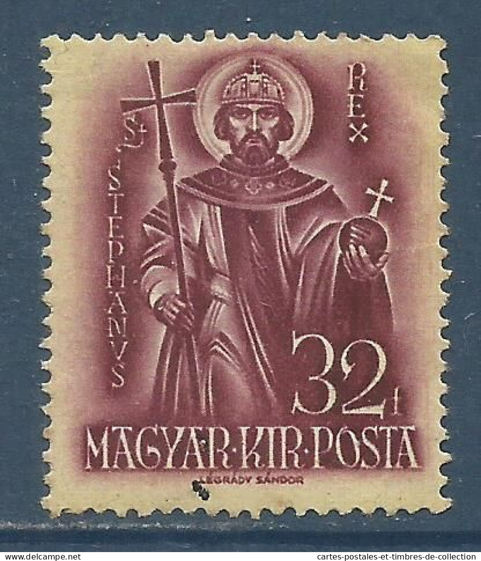 HONGRIE , MAGYAR , 32 Fi. , Saint Etienne , 1938 , N° YT 500 , µ - Unused Stamps