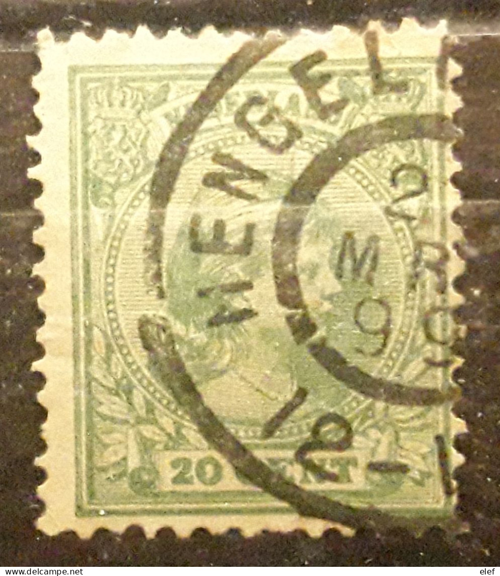 NEDERLAND PAYS BAS NETHERLANDS 1891 Wilhelmina Yvert 40, 20 C Vert  Obl Cachet HENGELO, Overijssel, 2 Mrt 1899 ,TB - Used Stamps