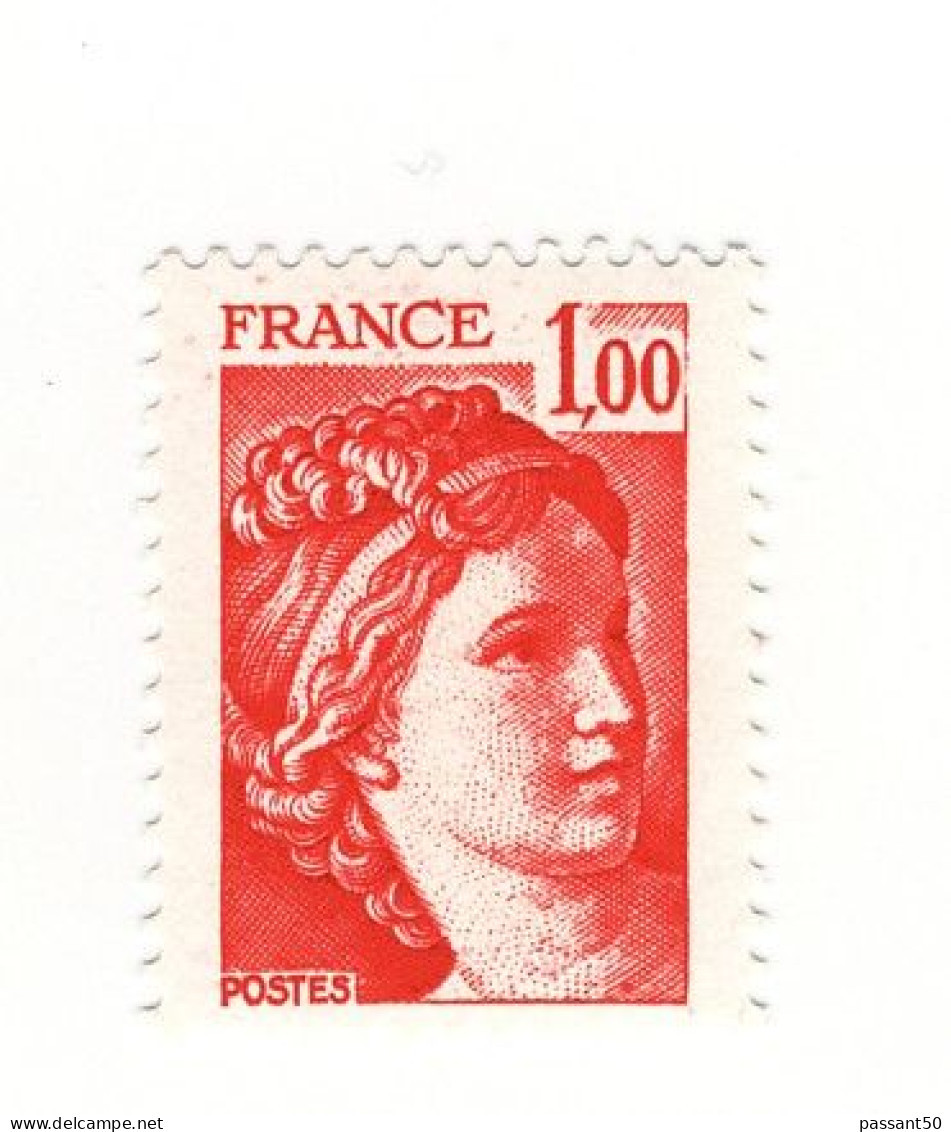 Sabine 1fr Rouge YT 1972c Sans Phospho Et Gomme Tropicale. Voir Le Scan. Cote YT : 5 €, Maury N° 1972 I D : 6 €. - Neufs