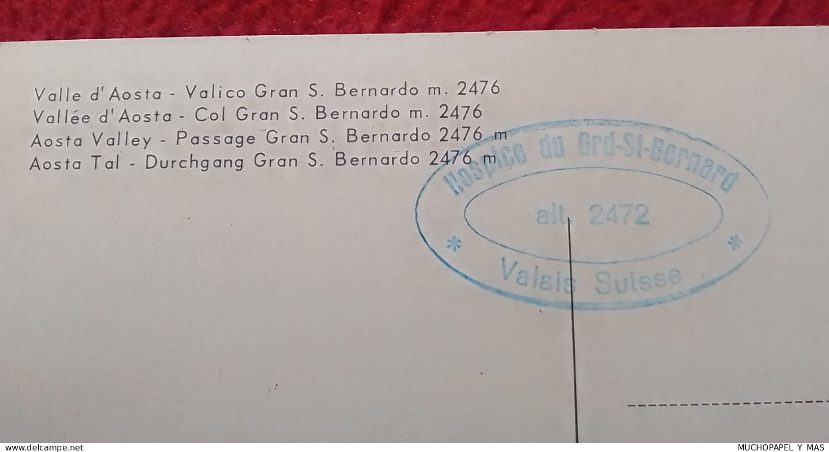 POSTAL POST CARD ITALIA ITALY VALLE DE AOSTA VALICO GRAN SAN BERNARDO..VALLEY..PERROS DOGS..TAMPÓN/SELLO DE HOSPICE... - Autres & Non Classés