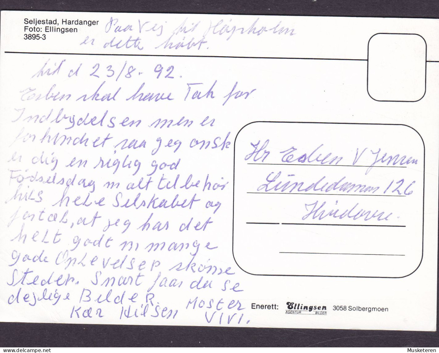 Norway PPC Seljestad Hardanger Ellingsen 3895-3 1992 (2 Scans) - Norvège