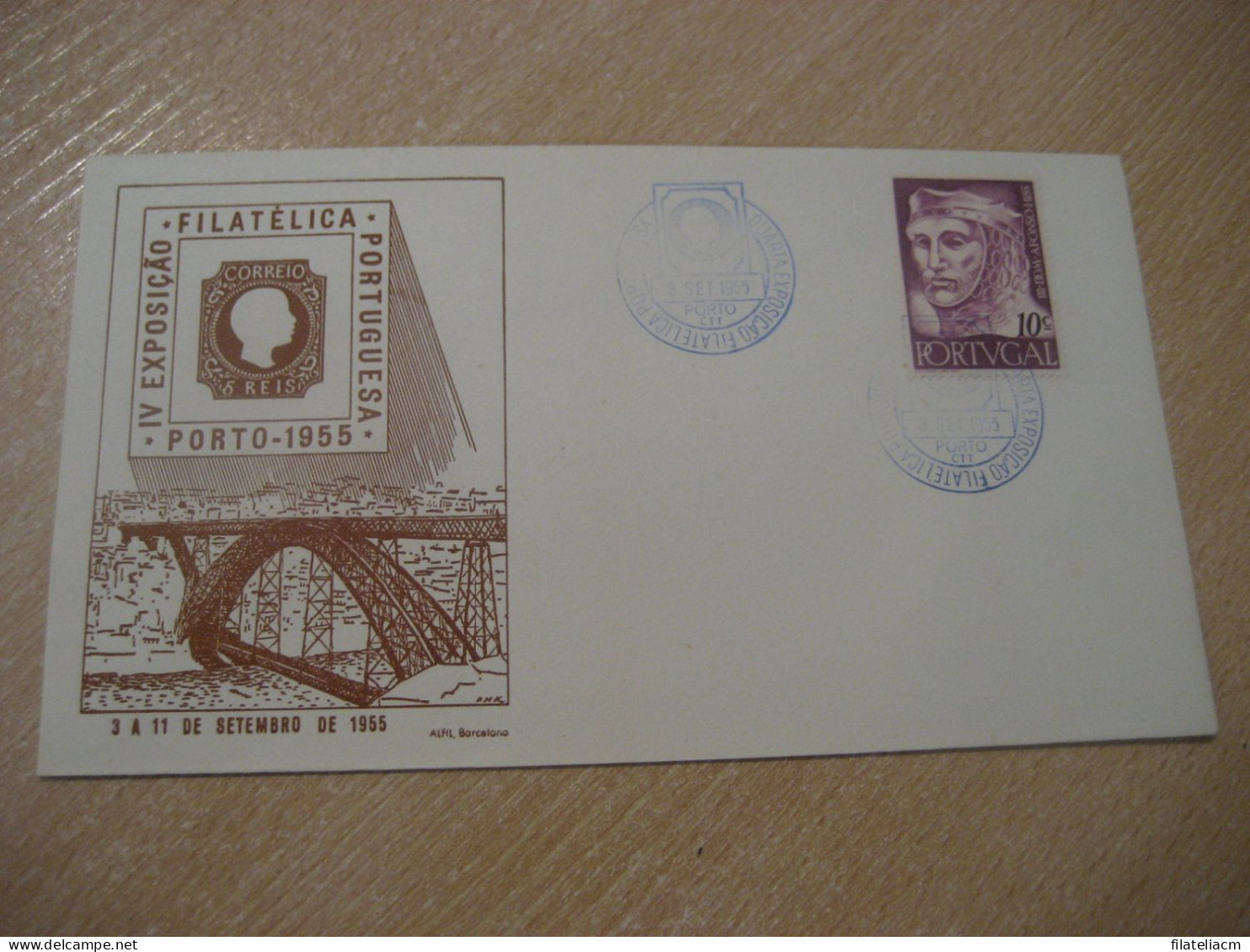 PORTO 1955 Expo Filatelica Stamp Bridge Cancel Cover PORTUGAL - Covers & Documents
