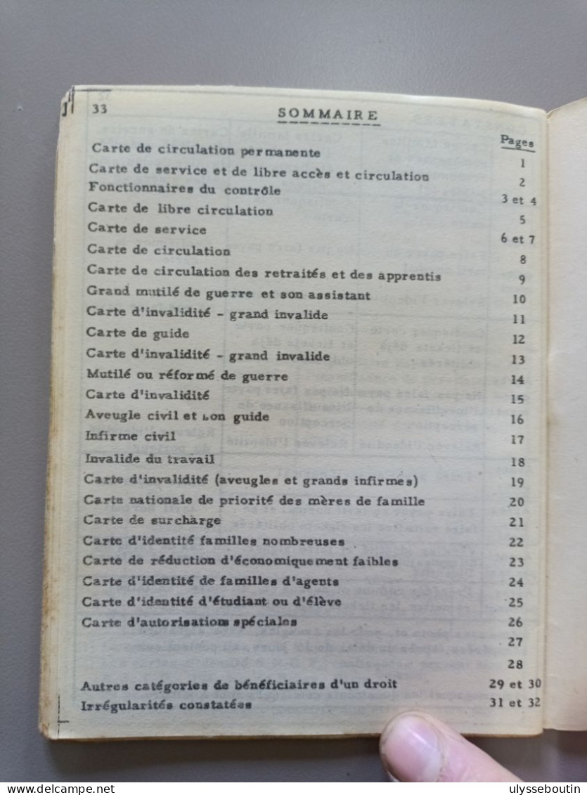 R.A.T.P Mémento Des Cartes Et Situation De Facilité De Circulation Année 60 - Autres & Non Classés