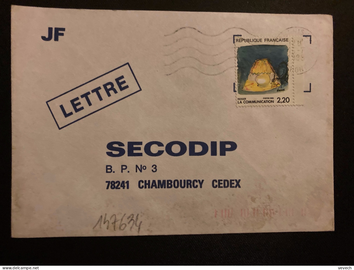 LETTRE TP YT 2504 LA COMMUNICATION 2,20 OBL.MEC.16-7 1988 94 ST GENIS LAVAL RHONE - Brieven En Documenten