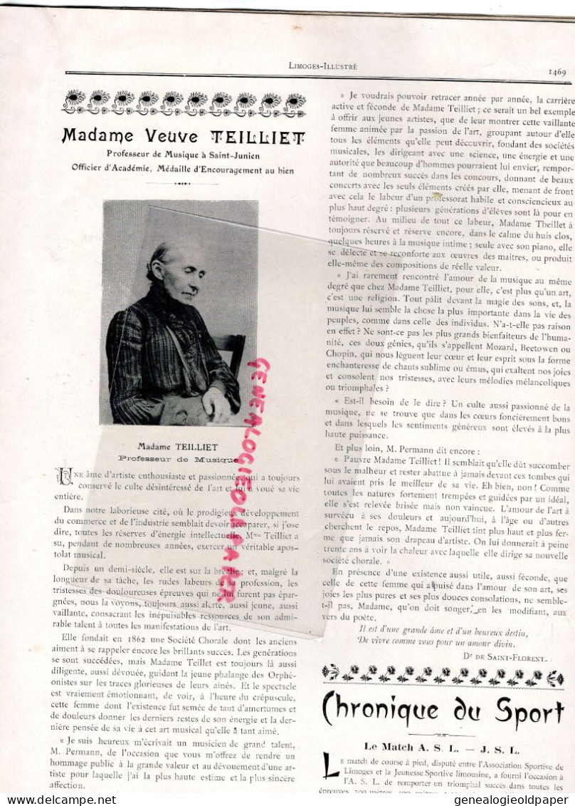 87- ST SAINT JUNIEN- MME TEILLIET-PROFESSEUR MUSIQUE-LIMOGES ILLUSTRE 1904-ST GERMAIN CONFOLENS- VERGNIAUD-JEAN TEILLIET - Historical Documents