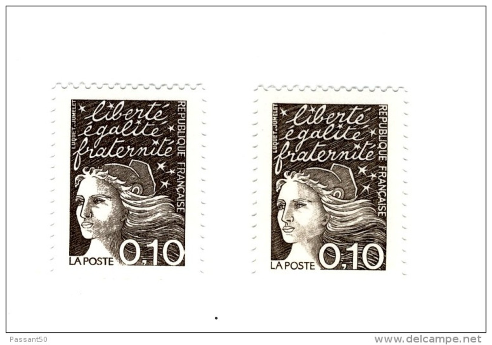 Luquet 0.10fr Bistre Noir YT 3086 Paire Type I + Type II. Voir Le Scan. Cotes Maury N° 3070 I + 3070 II : 3.10 €. - Unused Stamps