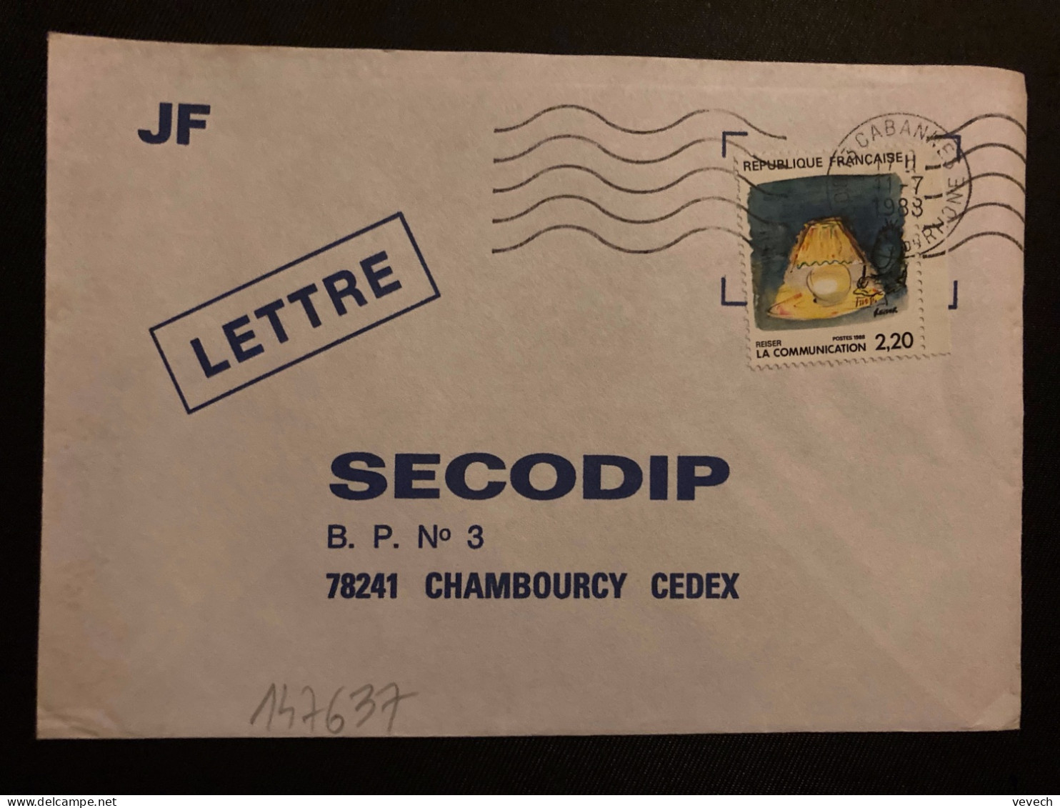 LETTRE TP YT 2504 LA COMMUNICATION 2,20 OBL.MEC.11-7 1988 13 CABANNES BOUCHES DU RHONE - Brieven En Documenten