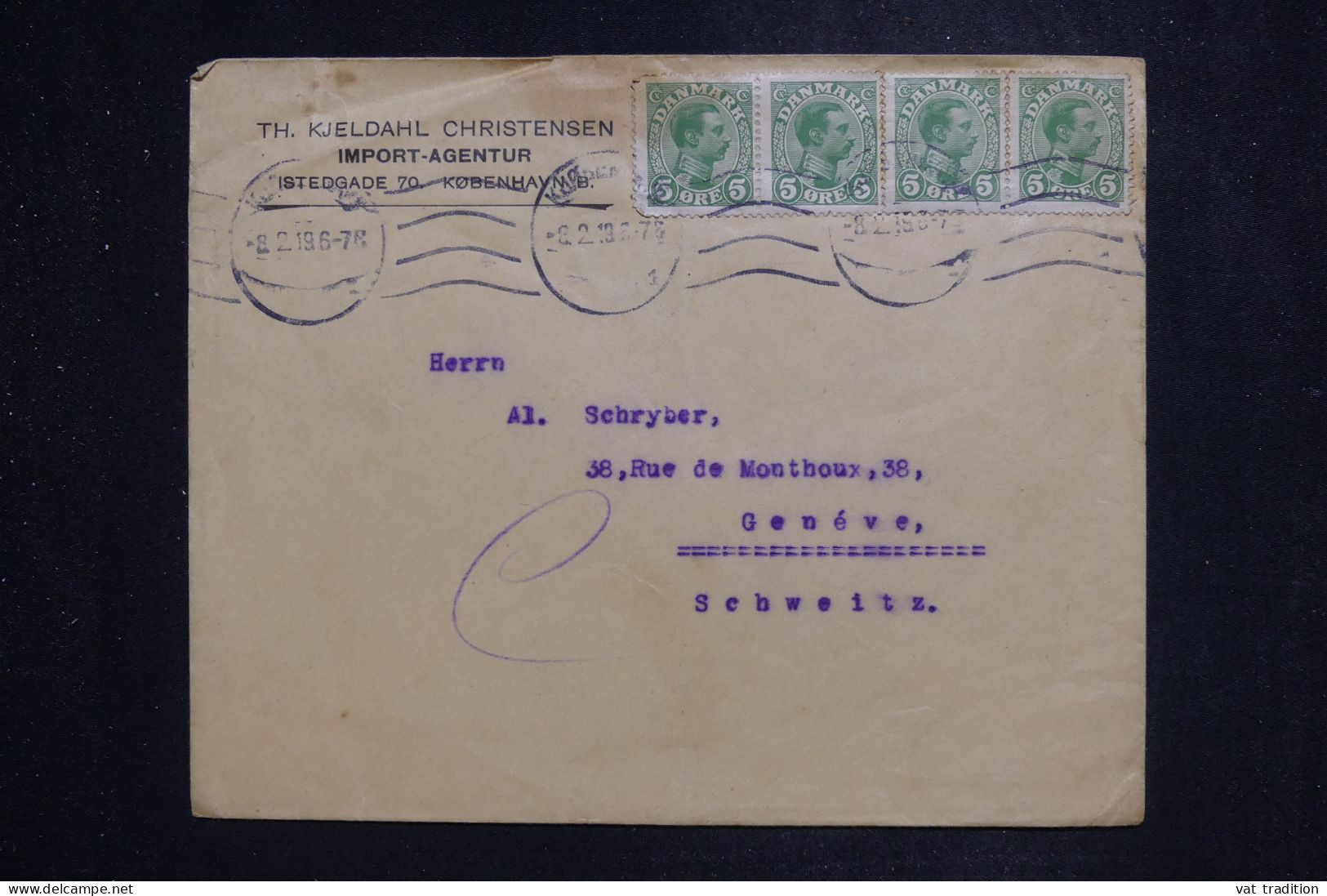 DANEMARK  - Enveloppe Commerciale De Copenhague Pour La Suisse En 1919 -  L 151079 - Brieven En Documenten