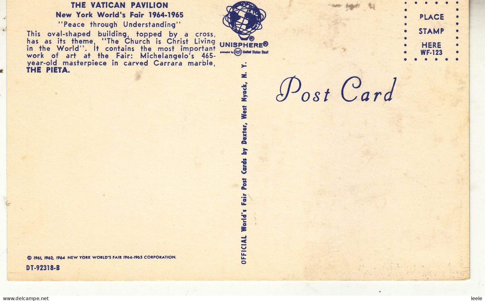 CO77. Vintage US Postcard. New York World's Fair. The Vatican Pavilion. - Ausstellungen