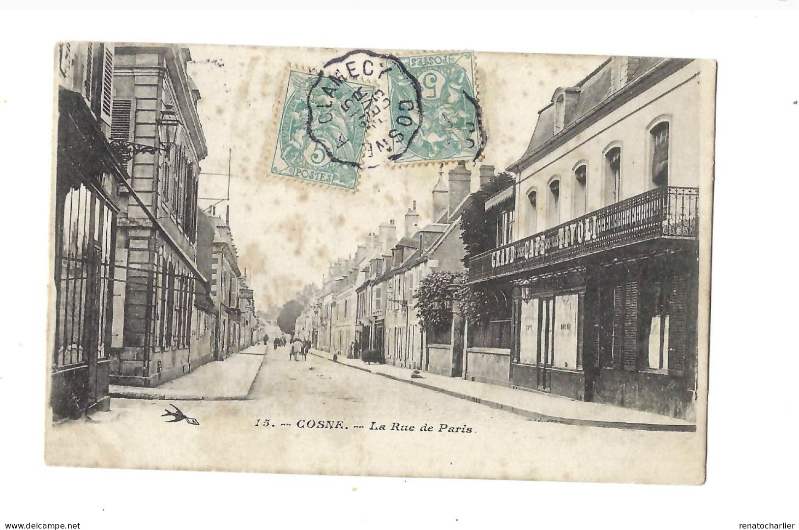 La Rue De Paris.Oblitération Ambulant "Cosne à Clamecy".Expédié à Tonnerre (Yonne) - Cosne Cours Sur Loire