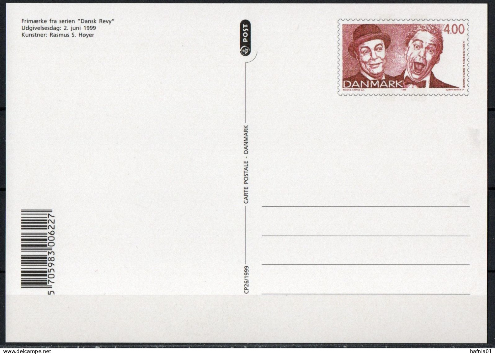 Martin Mörck. Denmark 1999. Danish Revue. Michel 1215. Prestamped Card. - FDC