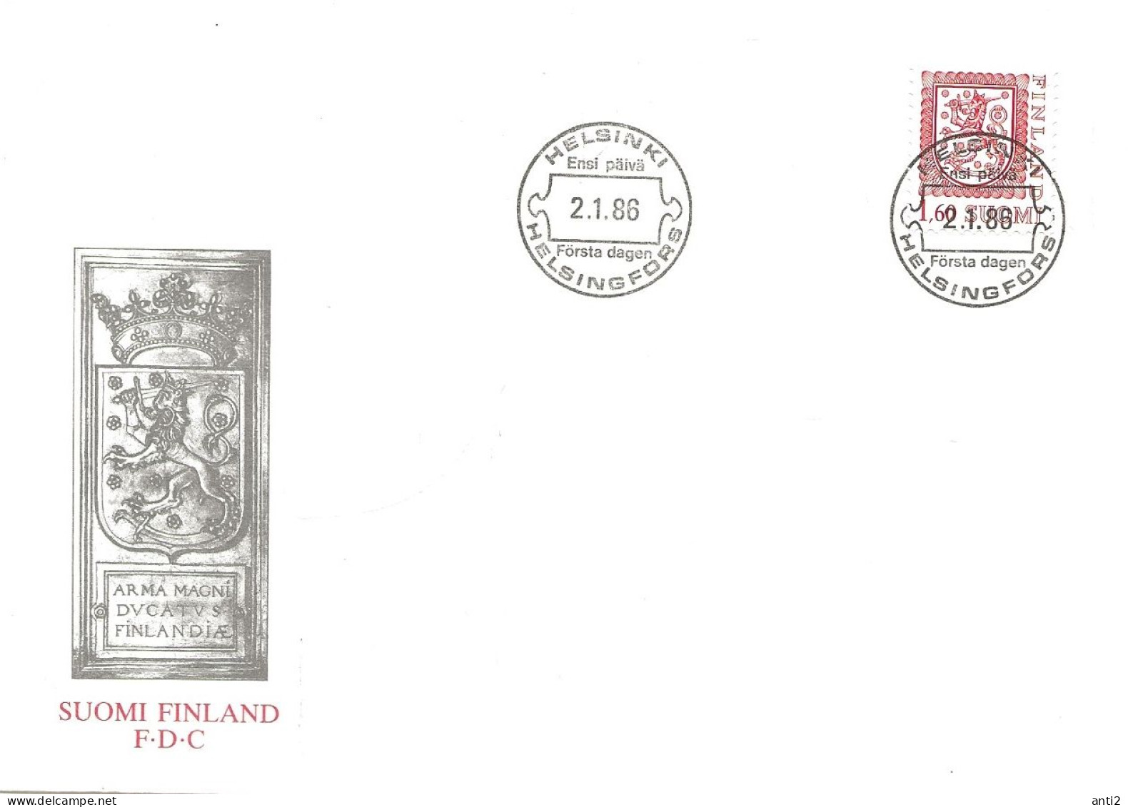 Finland   1986 National Coat Of Arms, Heraldic Lion 1.60Mk, Mi 981    FDC - Briefe U. Dokumente