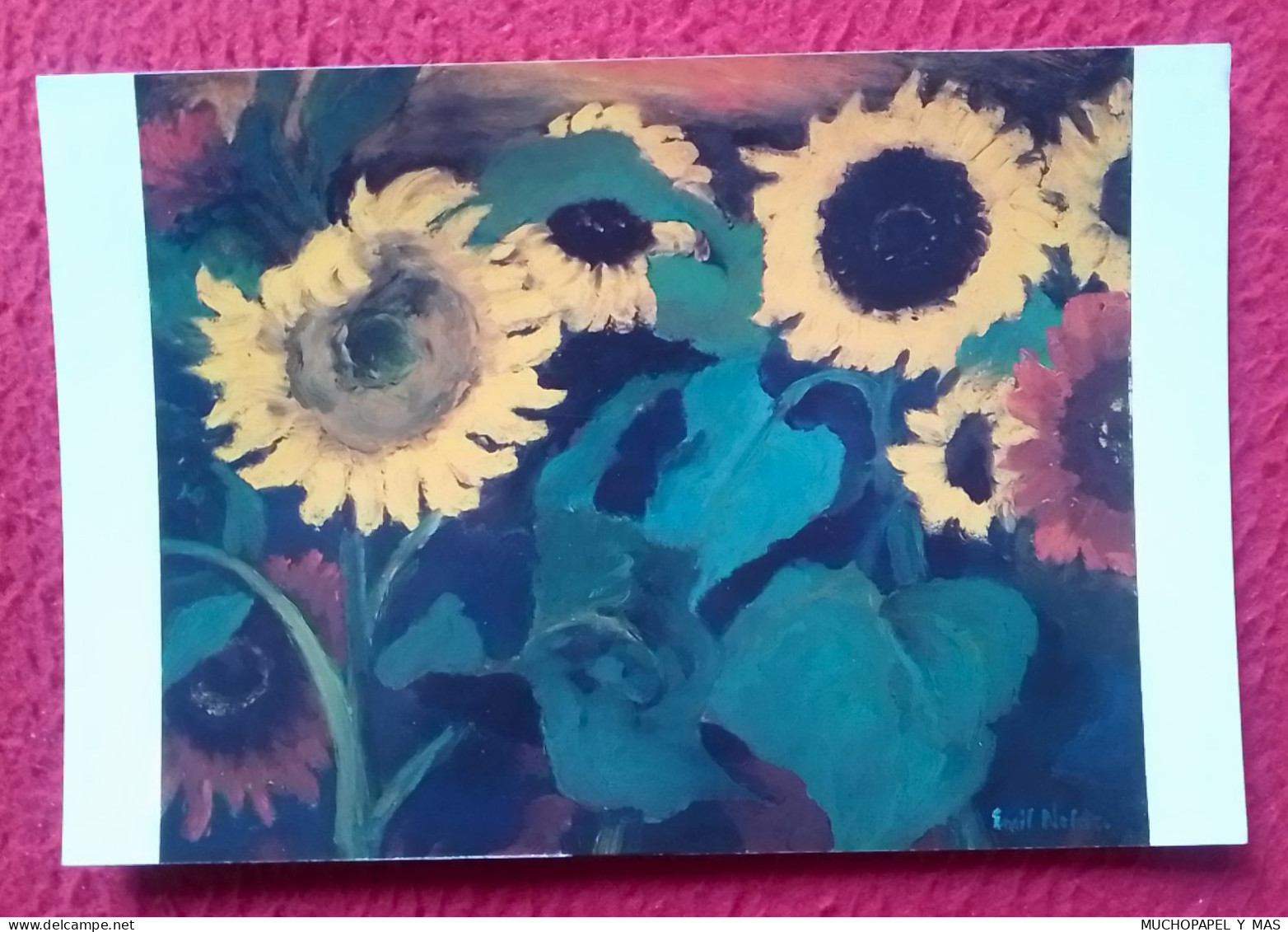 TARJETA TIPO POSTAL CARD LARGE SUNFLOWERS I EMIL NOLDE GERMAN..THE METROPOLITAN MUSEUM OF ART PINTOR PAINTER..PAINTING.. - Schilderijen