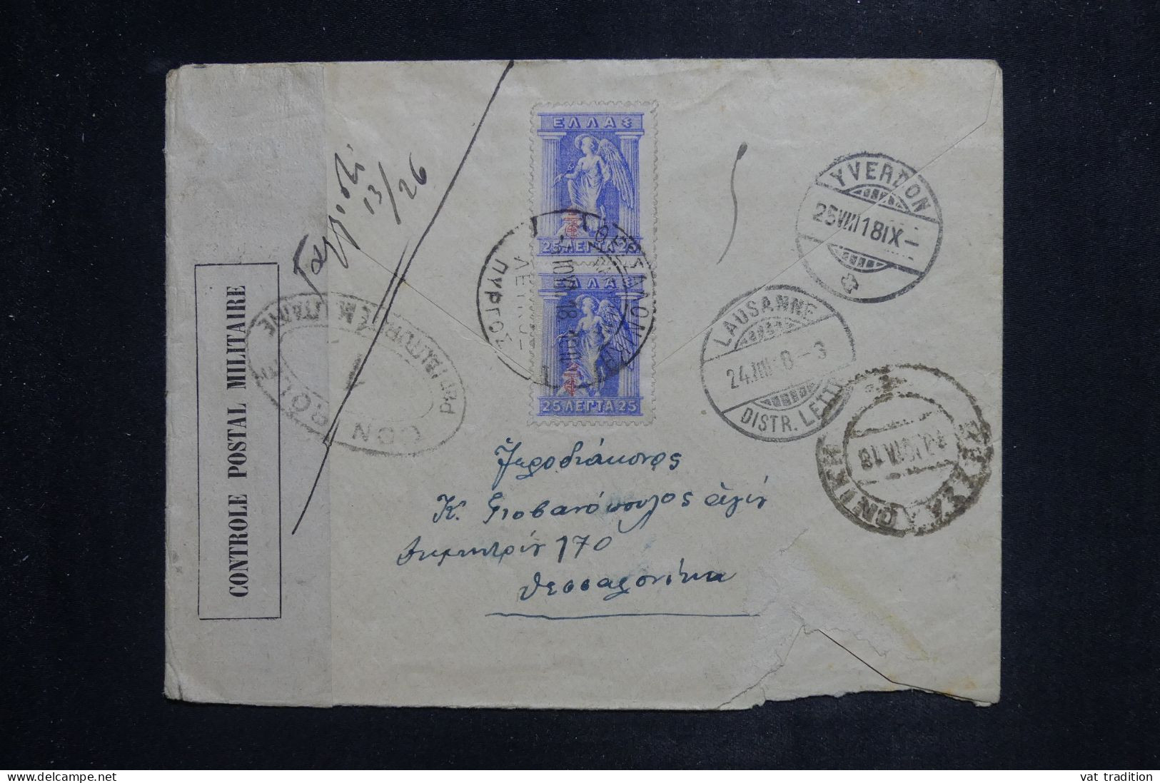 GRECE - Enveloppe Pour La Suisse  En 1918 Avec Contrôle Postal - L 151092 - Covers & Documents