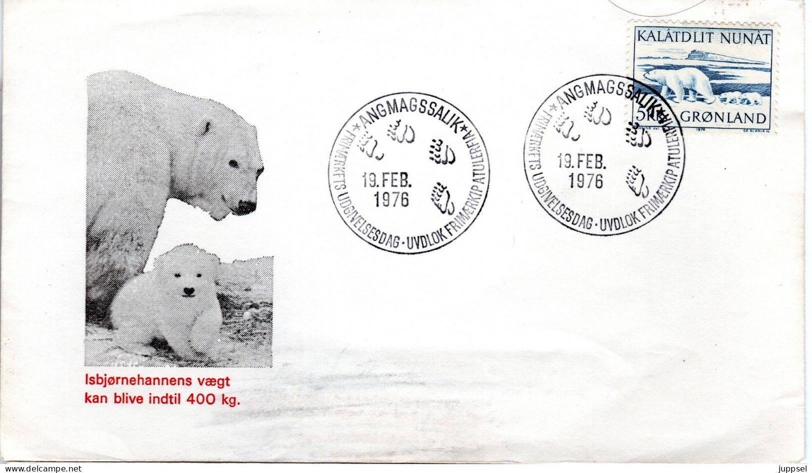 FDC  GREENLAND, Polar Bear     /     GROENLAND  Lettre De Première Jour, L`ours Polaire   1976 - Ours