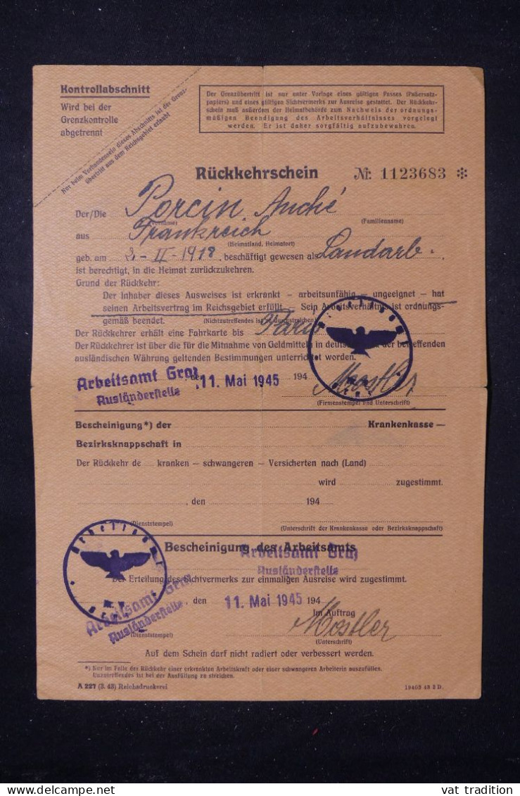 MILITARIA - Document Militaire Allemand Du 11 Mai 1945 - A Voir  - L 151093 - Documents