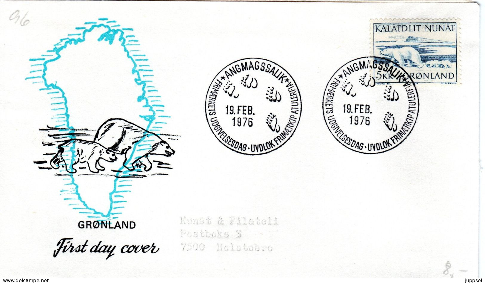 FDC  GREENLAND, Polar Bear     /     GROENLAND  Lettre De Première Jour, L`ours Polaire   1976 - Beren