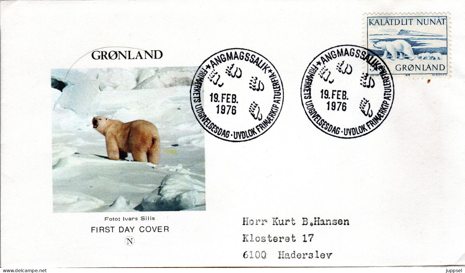 FDC  GREENLAND, Polar Bear     /     GROENLAND  Lettre De Première Jour, L`ours Polaire   1976 - Beren