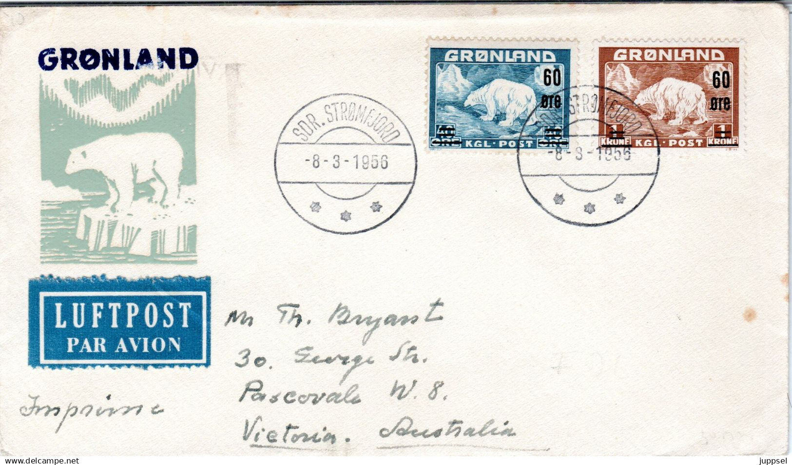 FDC  GREENLAND, Polar Bear     /     GROENLAND  Lettre De Première Jour, L`ours Polaire   1976 - Bears