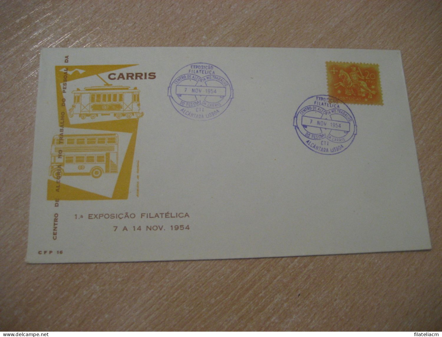 ALCANTARA Lisboa 1954 Carris Tram Tramway Wagon Railway Car Bus Expo Fil Cancel Cover PORTUGAL - Tram