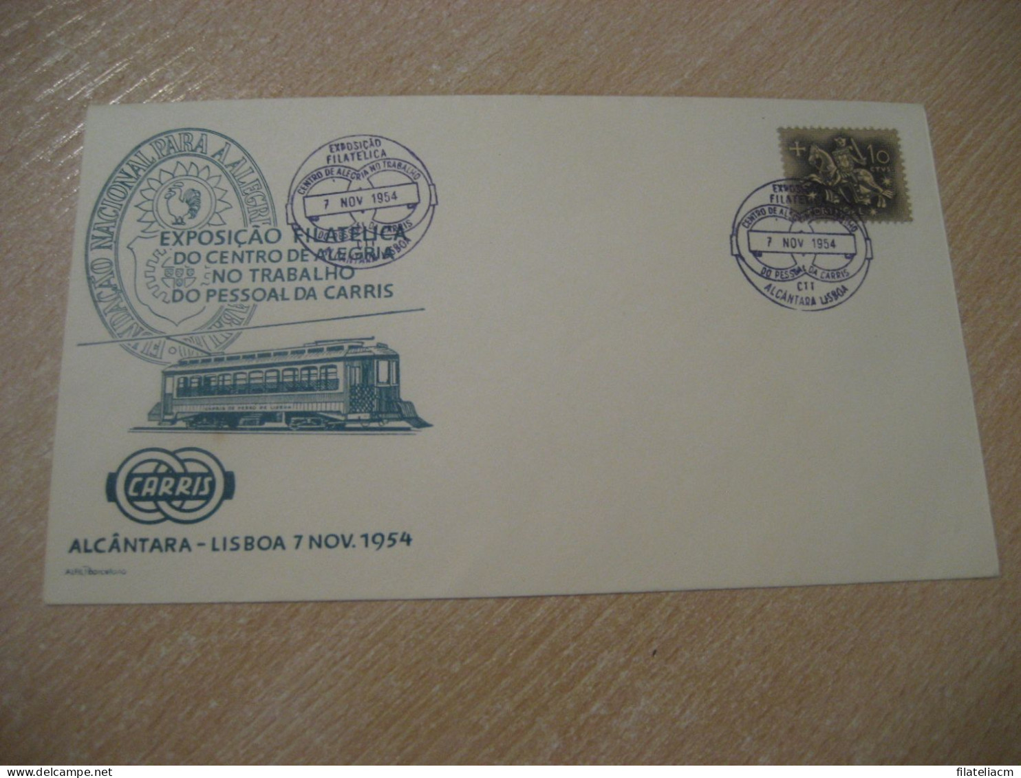 ALCANTARA Lisboa 1954 Carris Tram Tramway Wagon Railway Car Bus Pessoal Expo Fil Cancel Cover PORTUGAL - Tram