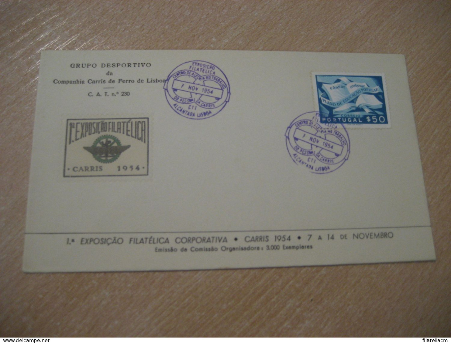 ALCANTARA Lisboa 1954 Carris De Ferro Tram Tramway Wagon Railway Car Bus Expo Fil Cancel Cover PORTUGAL - Tram