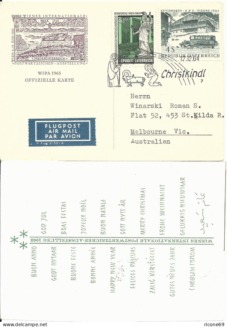 Österreich Christkindl 1964, Luftpost Karte N. Australien! Gute Destination - Lettres & Documents