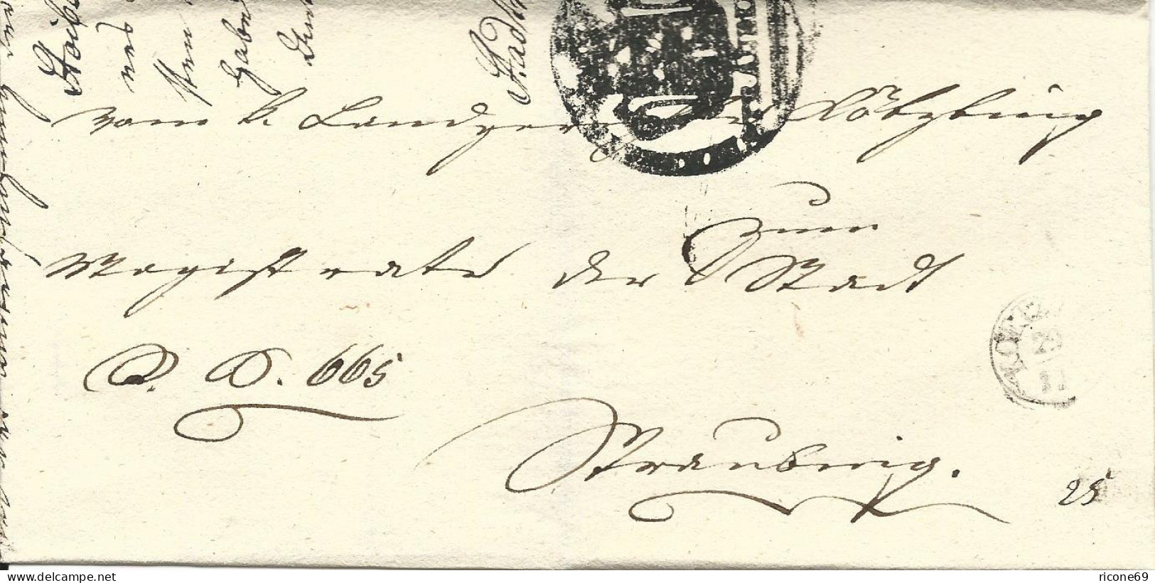 Bayern 1840, Fingerhut Stpl. Koetzting Auf Brief M. Amtssiegelstpl. Straubing - Lettres & Documents