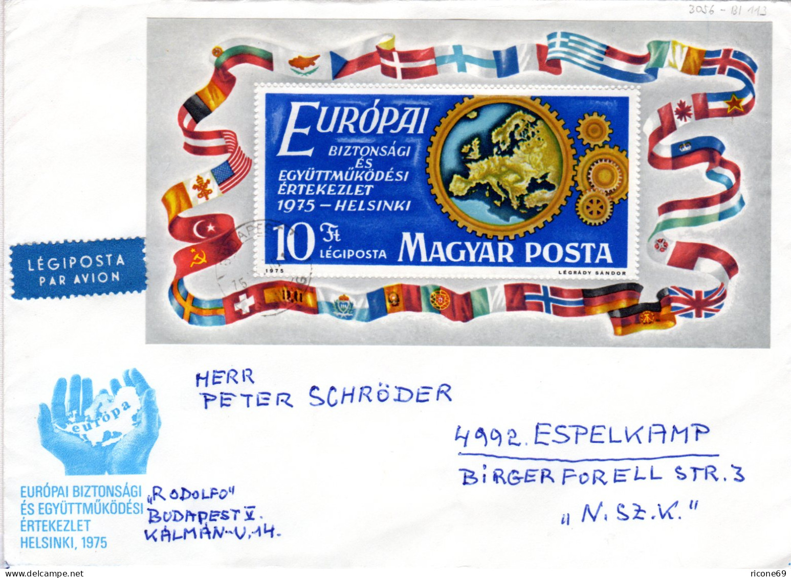 Ungarn 1975, KSZE Block Auf Luftpost Brief N. Schweden. - Autres & Non Classés